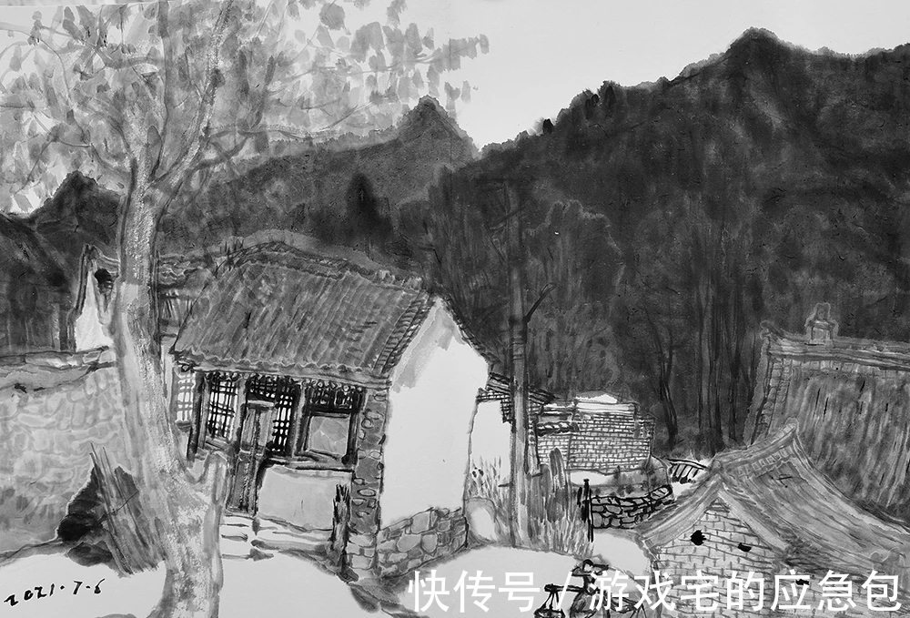 山水画#山水画|周鹤龄的水墨画有自己独特的笔墨语言