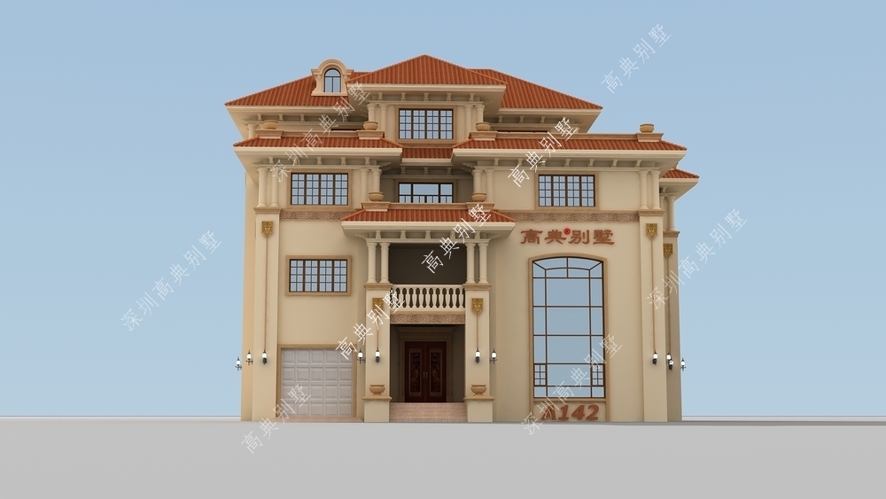 欧式|这款欧式农村别墅，橙色的屋顶吸引人的目光，清新别致。