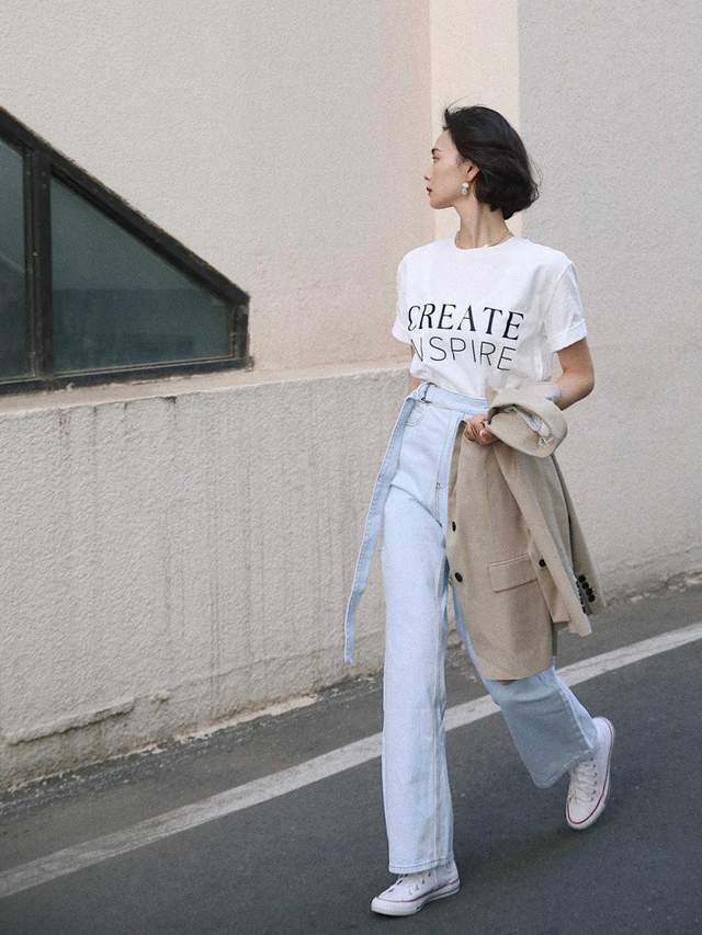 有气质|果然,西服外套还是配“牛仔裤”才洋气,显高显瘦,关键还耐看