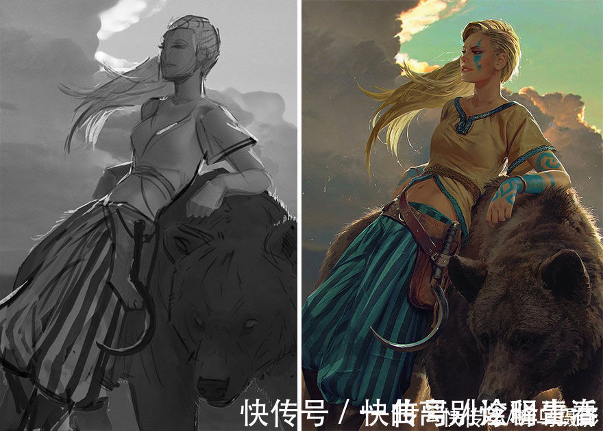 艺术家们@27个初稿与成品对比照,前后差距太大,网友:这是同一副画吗