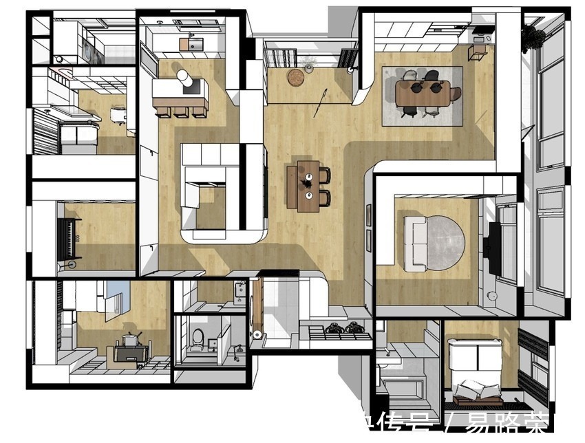 客餐厅|这是一套有30年历史的老公寓了，将空间布局重做调整与规划，打造出三室三厅的格局。