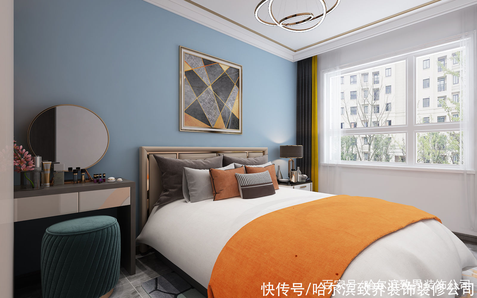 卫风格|融创兰园60㎡现代风大胆选用挂画挂出来的高逼格
