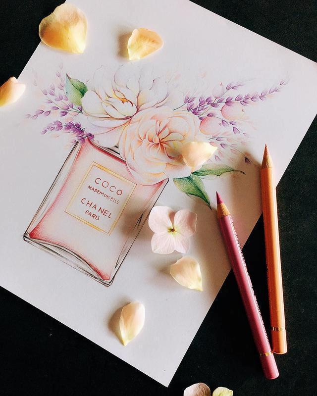 香水瓶|画画如何不“歪”,运用整体概括思维找型,香奈儿CoCo,彩铅教程