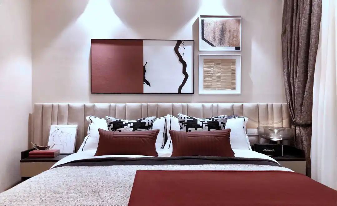 软装|180㎡现代时尚,中性色的空间,暗橙色点缀,带来稳重端庄的氛围