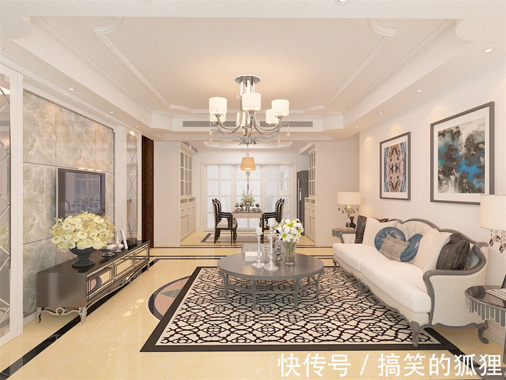 天津力天装饰|客厅装修效果图，沙发墙除了挂画，还能这么布置，超美超惊艳