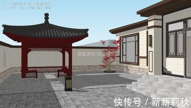 双入户门|一层新中式别墅,双入户门,房间均能采光,屋檐外挑,简单大气