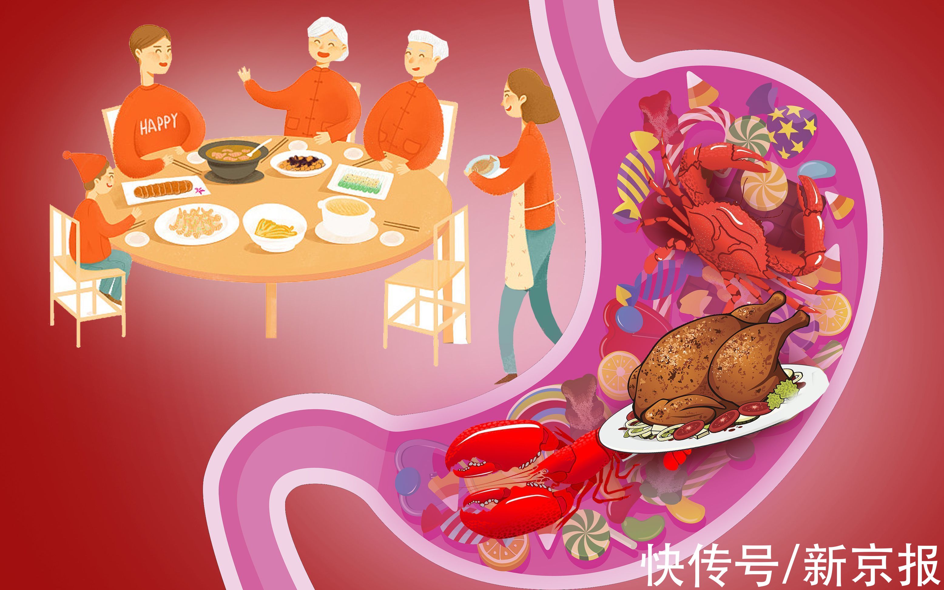 春节聚餐一不小心就吃撑，几个动作帮你缓解