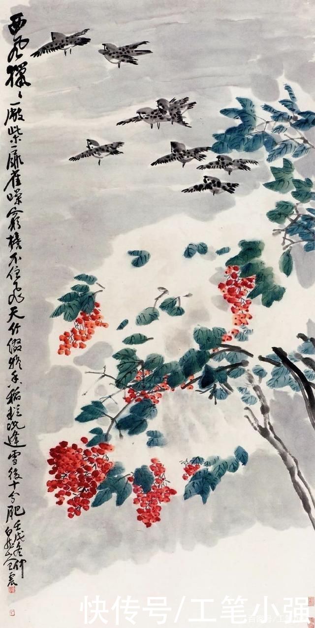 气势|设色浓艳，笔墨酣畅，气势雄阔而不失写实本色。王一亭作品欣赏