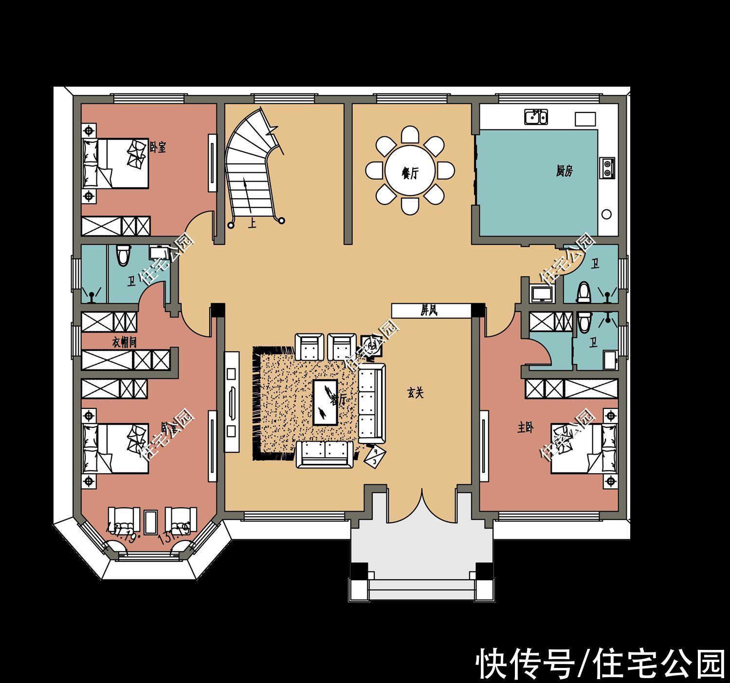 户型|15套挑空客厅户型，专为农村老百姓设计，2021年这样建房面子十足