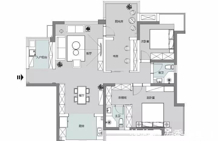 浴室柜|128平简约风,木色的浴室柜给卫生间增添一丝温度