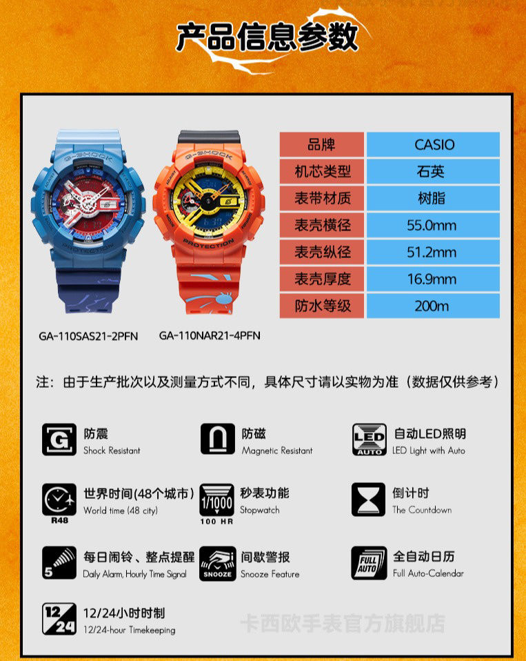 名款|卡西欧推出 G-SHOCK 火影忍者疾风传联名款