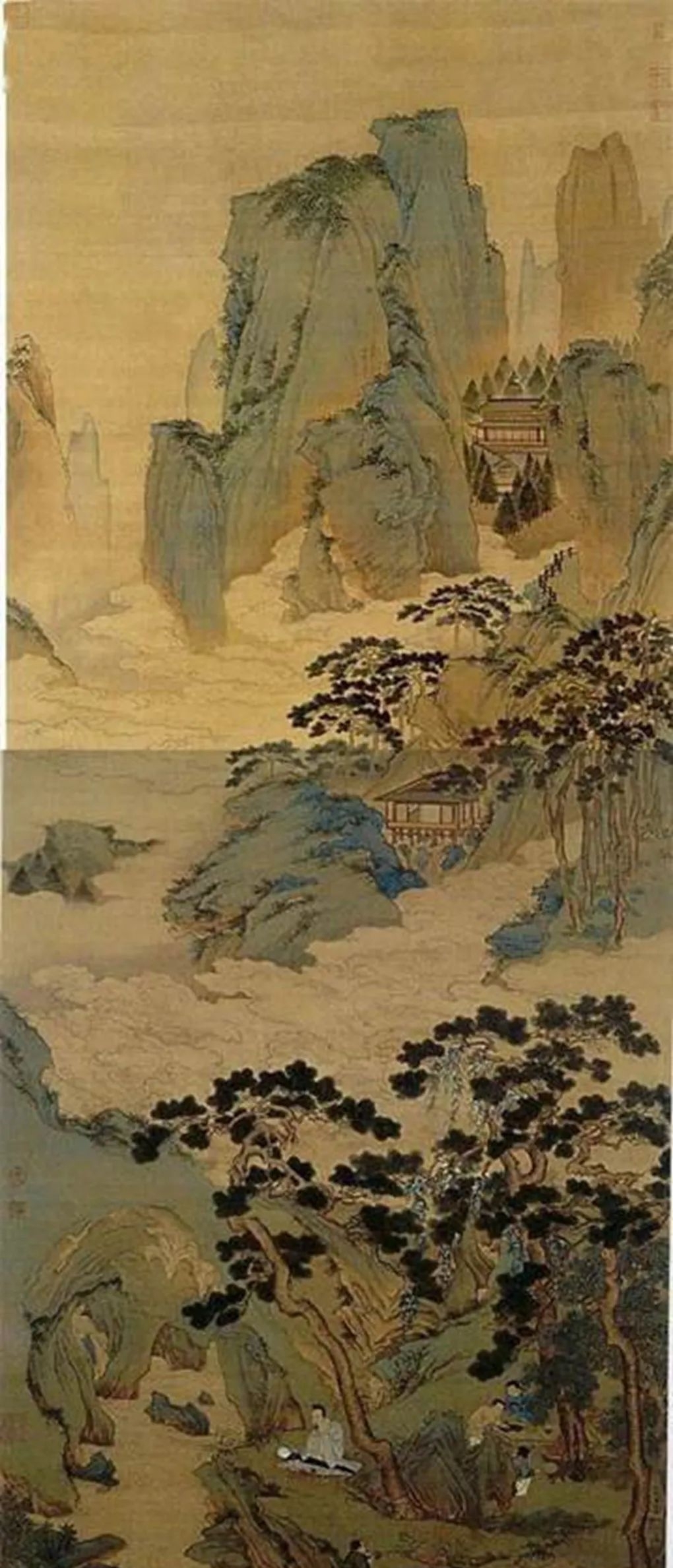 仇英#仇英创作的山水画,对推动文艺事业的发展,起到了很大的作用