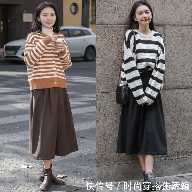 半裙 毛衣下面尽量少穿裤子,今年春节流行这样穿,简约大方又气质,美