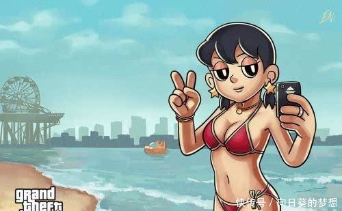 老大|哆啦A梦中主角们变成“黑帮大佬”,静香穿比基尼,小夫变成老大