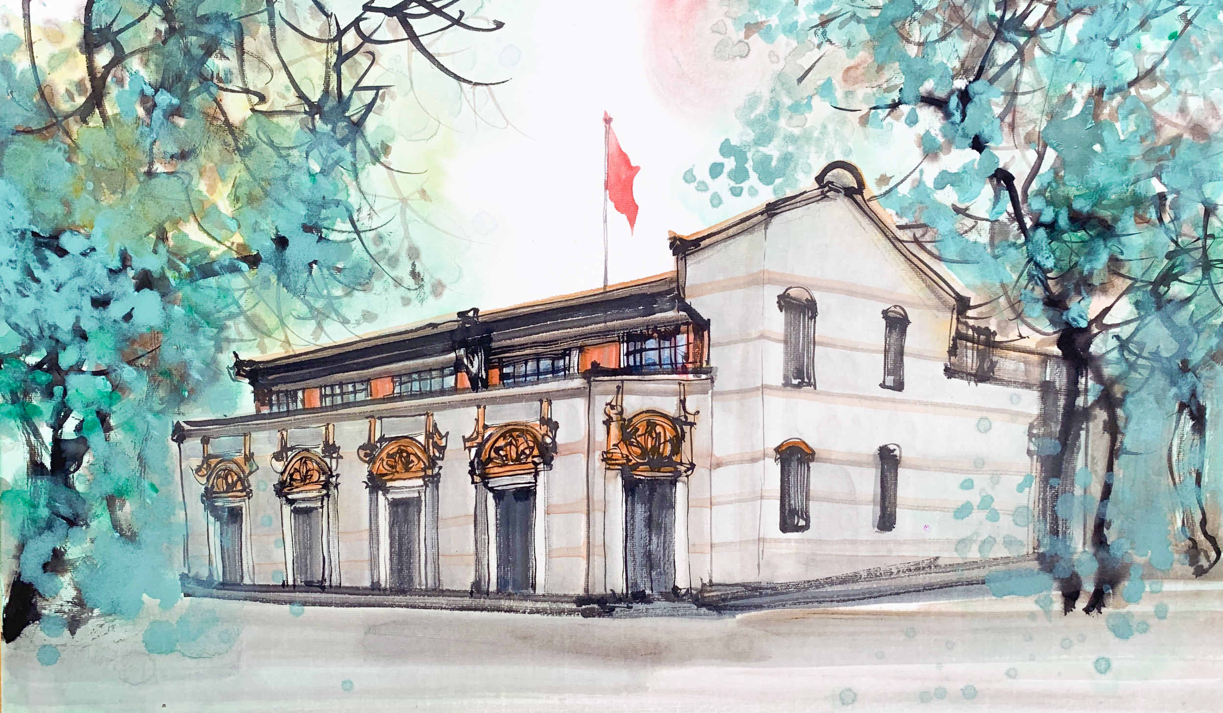 红色|燃!手绘“红途”水墨创意动画,带你穿越百年征途