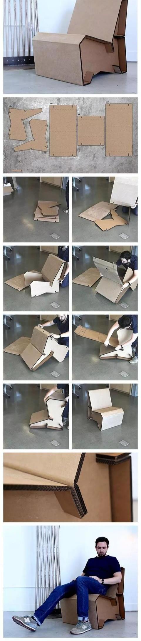 瓦楞纸|家里厚纸箱,以后统统留下来,一通粘贴,竟然连家具都不用买了