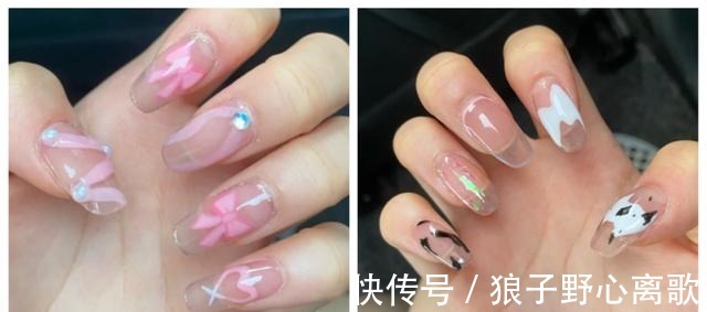 甲片|夏日漫画感透色美甲,色彩搭配很清爽,谁见谁不爱呢!