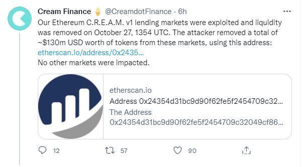 合约|被盗 1.3 亿美元！Cream Finance今年第五次遭黑客攻击全解析