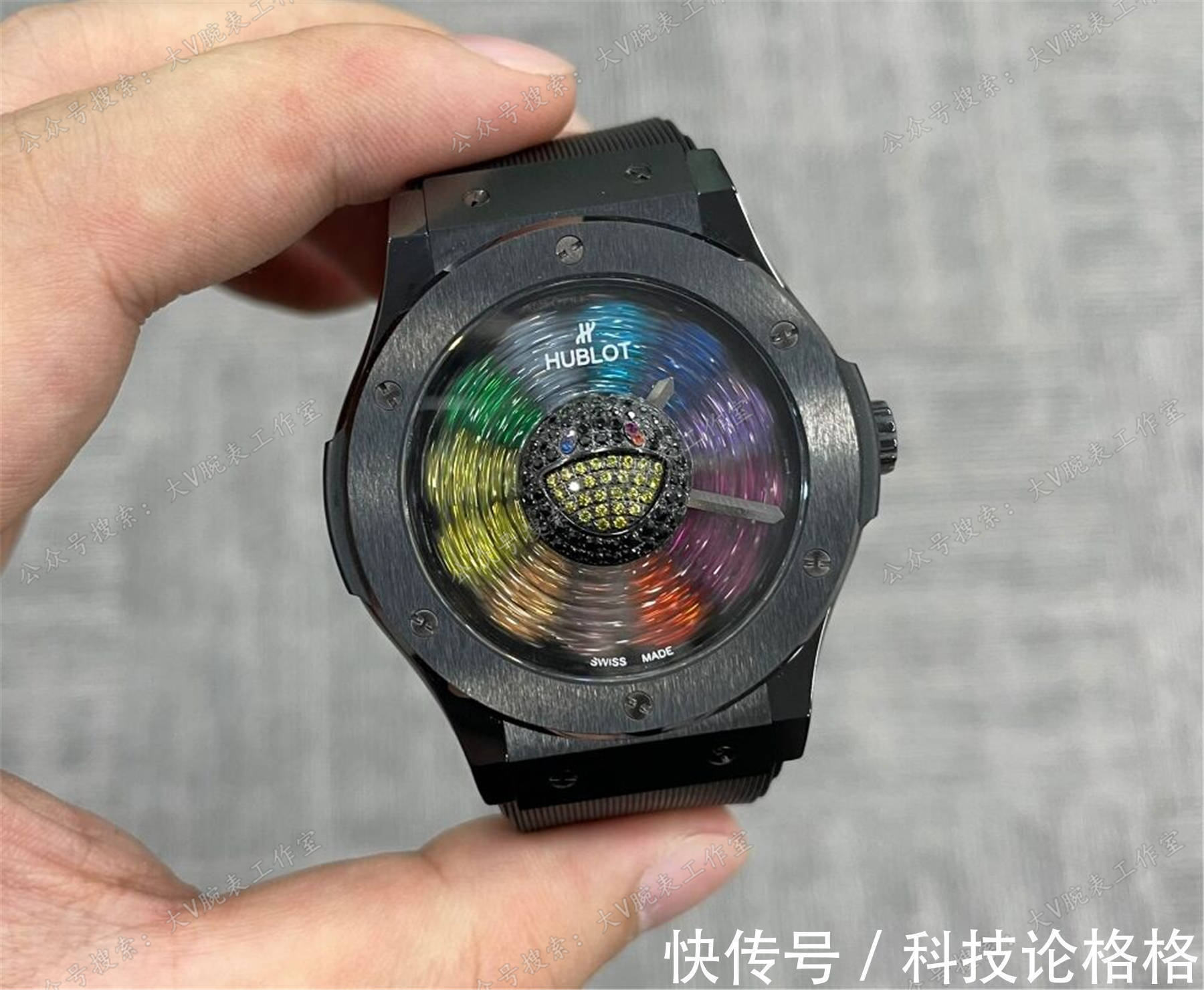 表盘 村上隆宇舶太阳花后镶钻满钻可旋转太阳花腕表,后镶钻宇舶太阳花