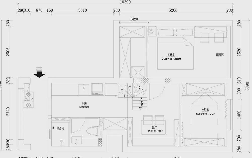 次卧|夫妻买下48㎡带阁楼二手房，装出3室1厅+书房，5口之家太幸福了