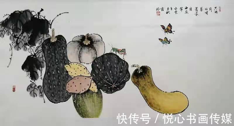 哈密瓜&河南省美协理事,著名瓜果画家史书玲国画作品欣赏