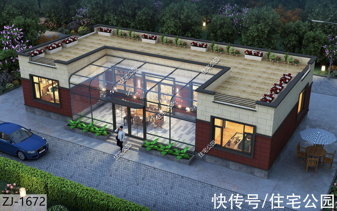 屋顶|造价20万起,给农村父母建的一层养老房,屋顶平台设计太赞了