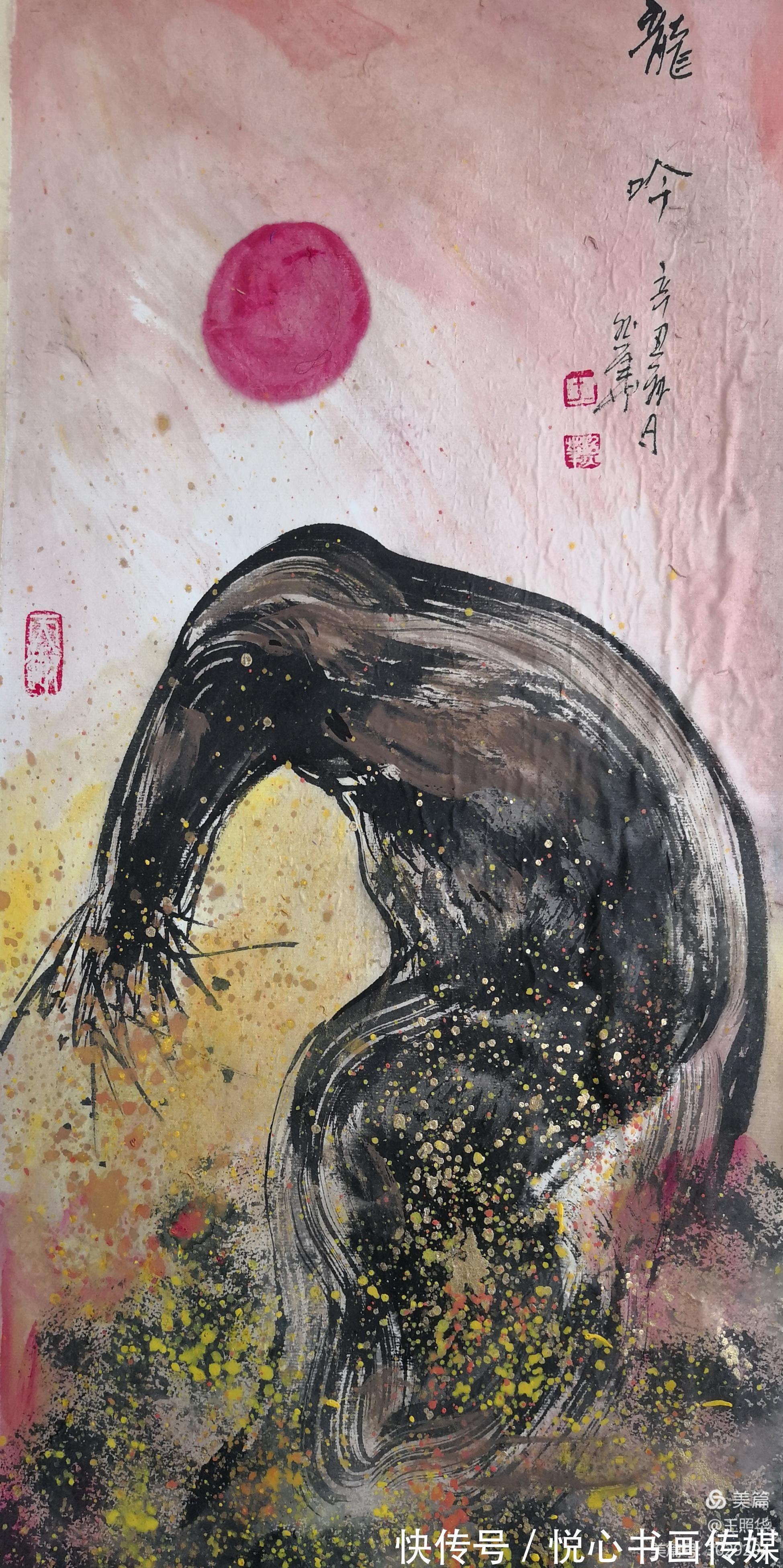 余白#著名画家王照华国画胡杨与雄鹰作品赏析