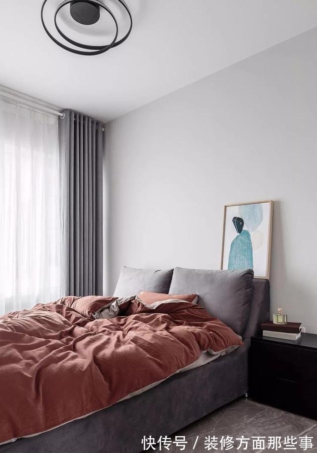 卧室|117平现代风三居室，把书房塞进客厅、把电视放过道