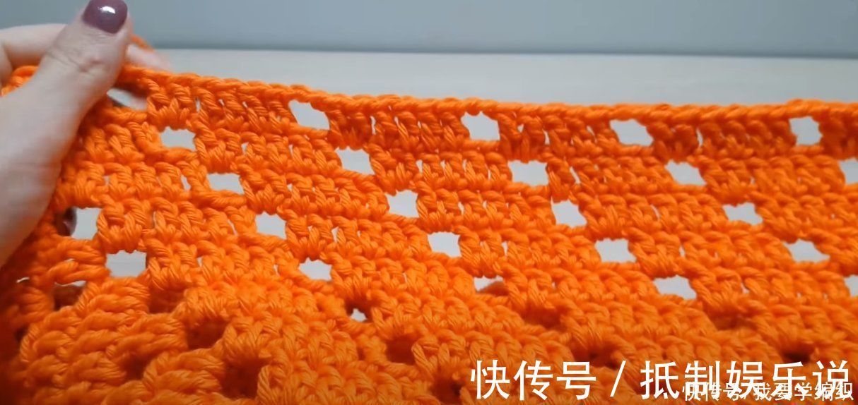 式样|清新简约的钩针方片，可当坐垫或做成抱枕，镂空条三角拼接片教程