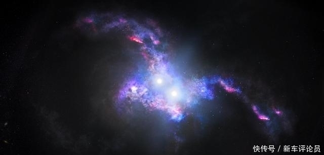 哈勃望远镜发现双重类星体，它们处于合并星系当中，形似双黄蛋