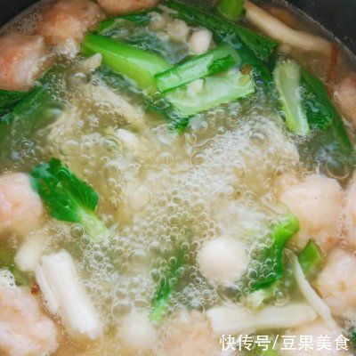小青菜|#少盐饮食 轻松生活#菌菇虾滑汤