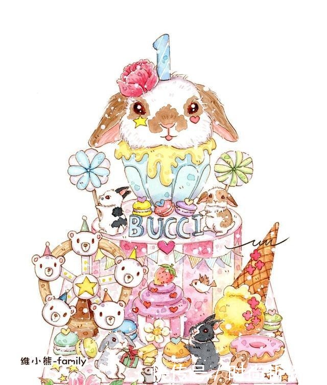 超级漂亮超级可爱的,蛋糕美食插画,治愈你的坏心情