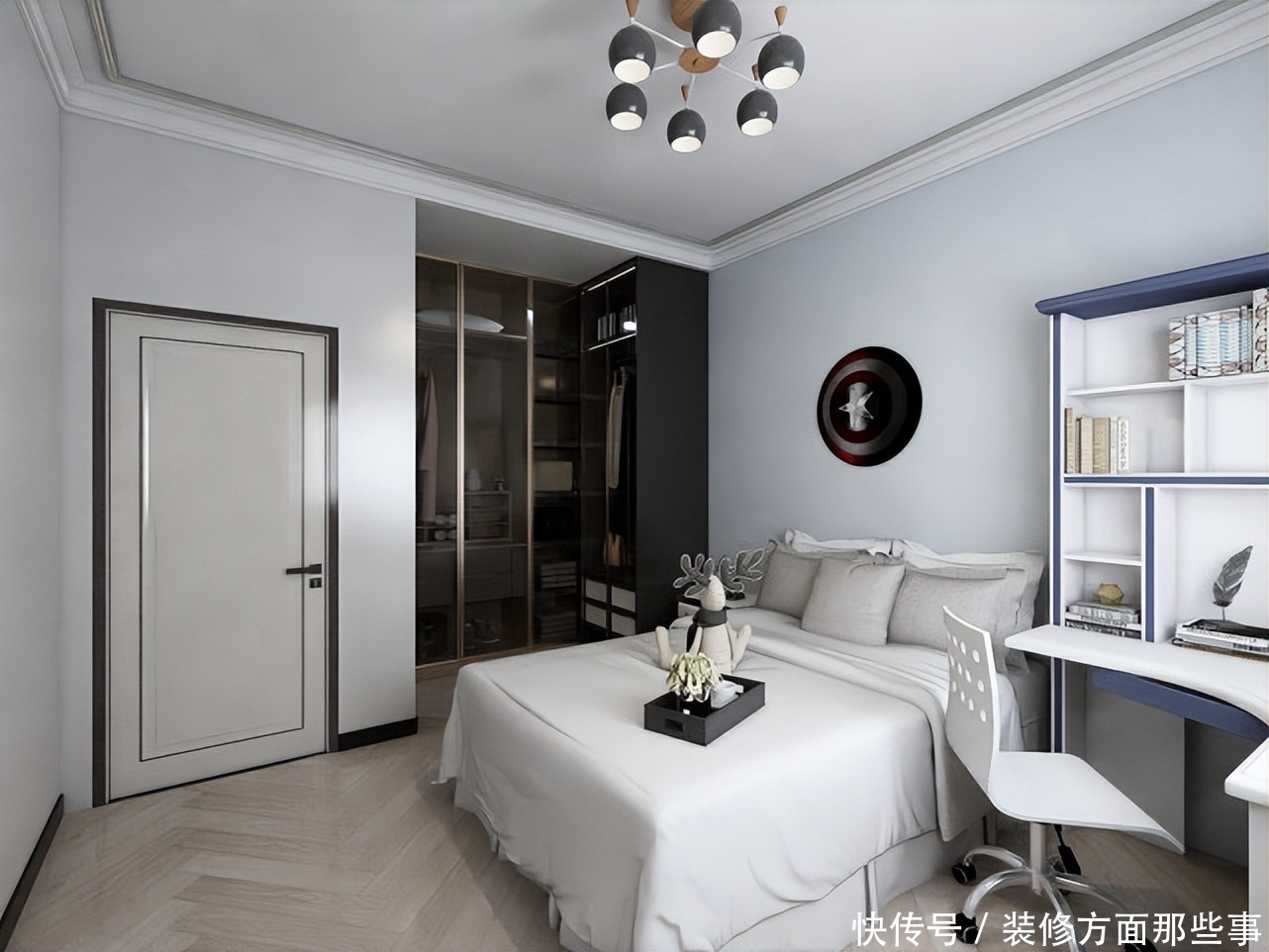 装修|100平现代风设计,粉嫩色系女儿房颇有田园自然风