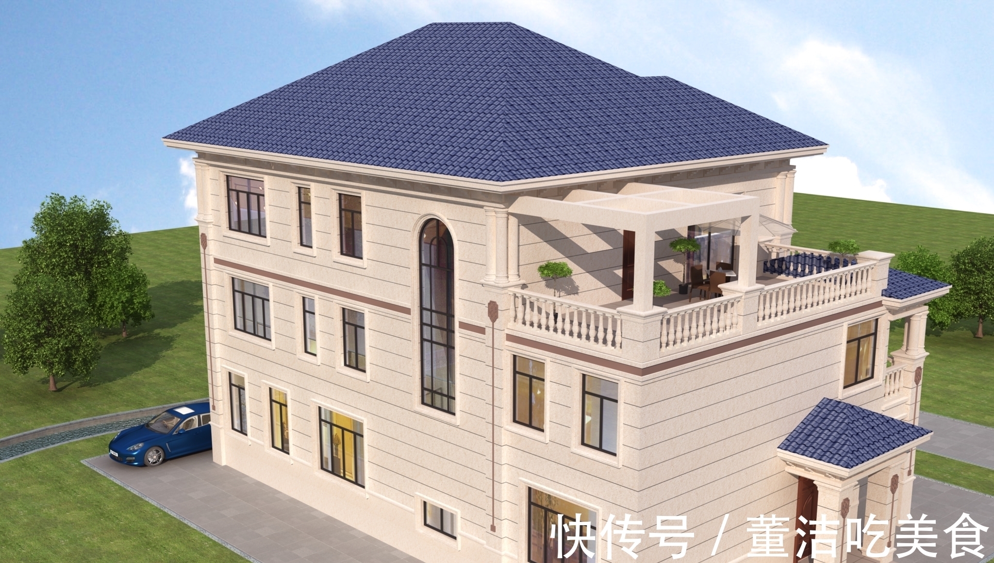 住宅|唯美简欧风住宅,占地220方带空中小花园