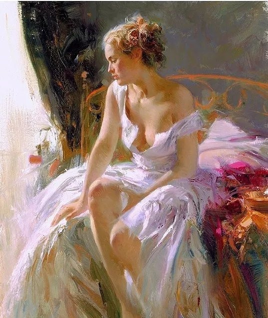 人物#皮诺德埃尼的油画人物，色彩斑斓，动静结合，光彩照人