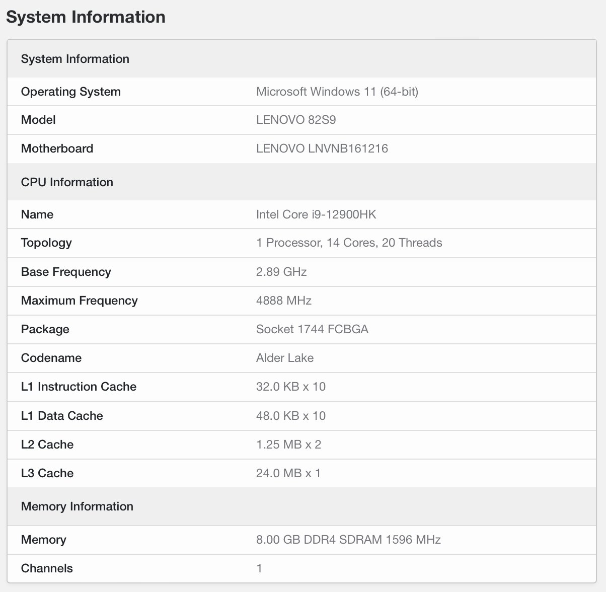 geekbench|联想新款游戏本现身 Geekbench：搭载 i9-12900HK，14 核 20 线程