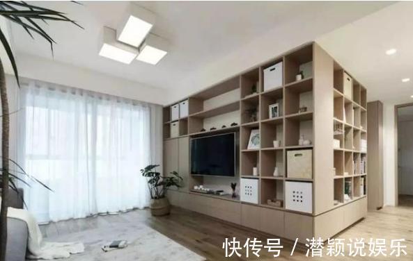 装饰|84㎡日式温馨时尚空间L型书架式电视墙,颜值高又可当收纳