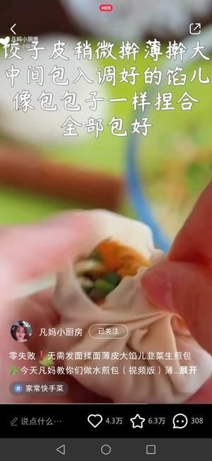 不发面不揉面的韭菜三鲜水煎包～皮薄馅大零失败