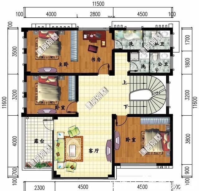 平面图|两栋带玻璃房设计的别墅，第一栋简约造价低，25万可拿下