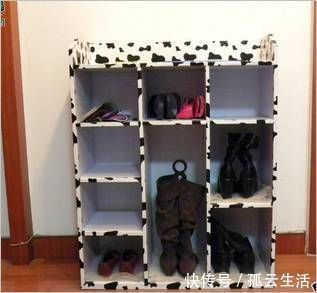 纸板|生活家:家里鞋子多放不下?教你几个简单的自制鞋架!