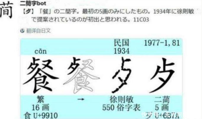 “二简字”改革怎么会失败?“餐”写成“歺”,“蛋”写成“旦”