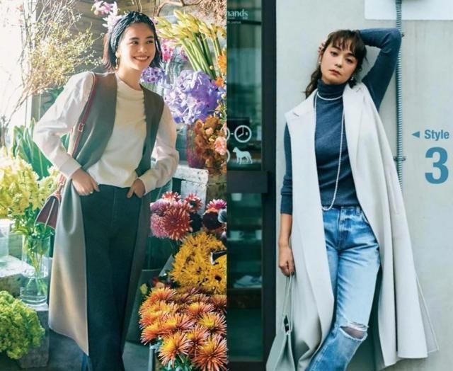 小裁 “长马甲”的时髦穿搭示范:大龄女人换季的首选,优雅百搭又好穿