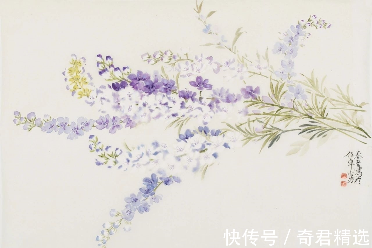 花卉$「津门网」用没骨法绘制花卉,这极其考验画家对笔墨色彩的把控