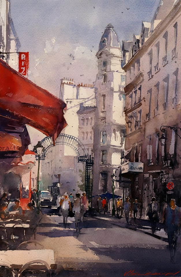 弗拉迪斯拉夫!印象水彩/美国当代艺术家弗拉迪斯拉夫水彩作品