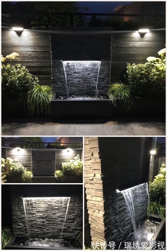 庭院|后悔在院里挖鱼池了,真不如设计一面水景墙,潺潺流水,意境满满