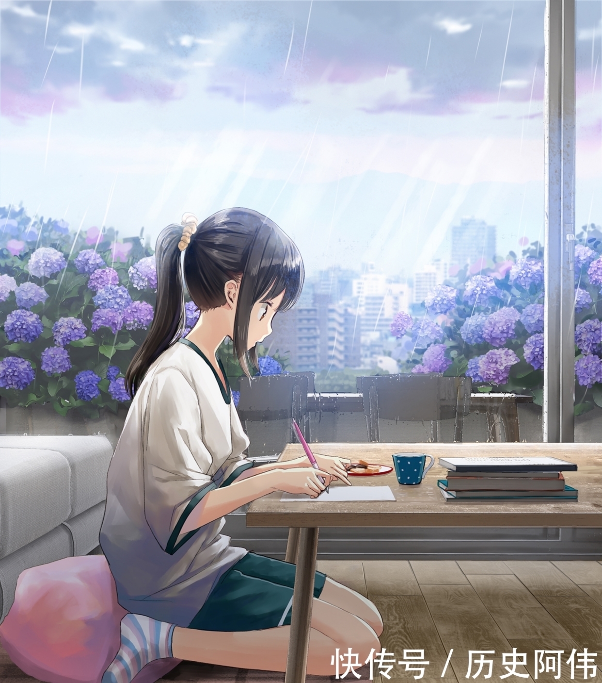 天使|校园风水手服女孩与天使，画师: 和遥キナ