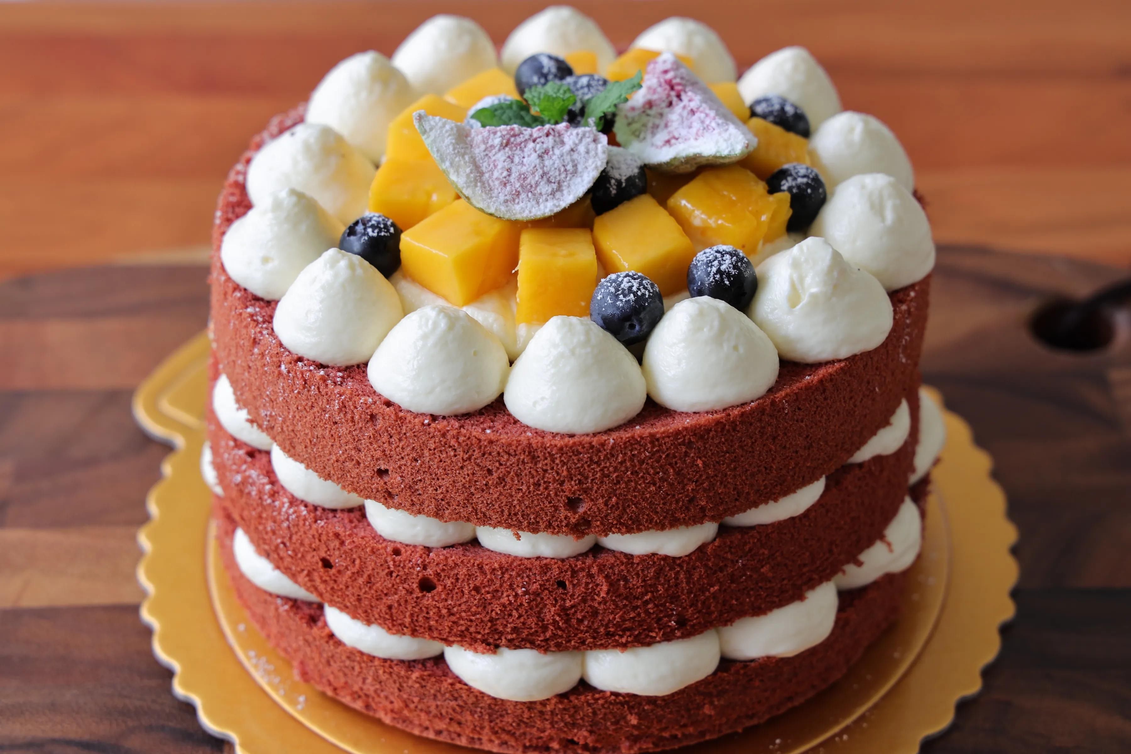 红曲粉|一定要学会这个简单的裸蛋糕，比外面200多买的好吃更健康