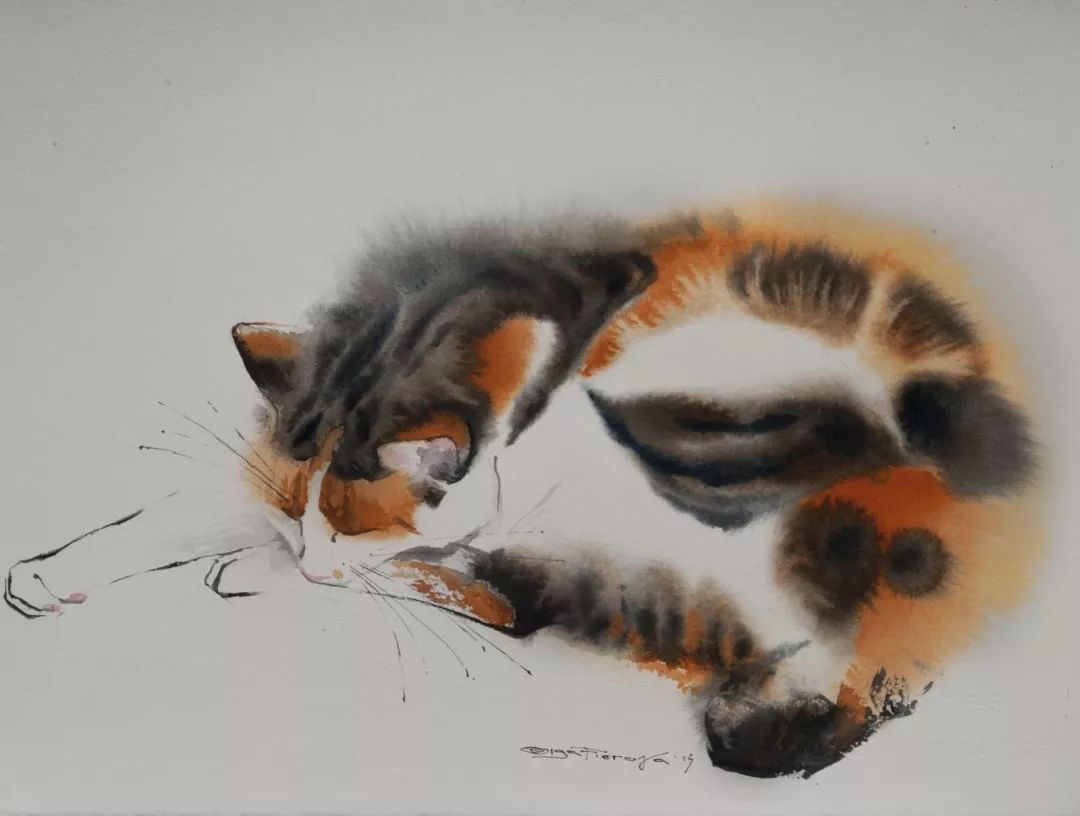 艺术家&俄罗斯艺术家画的大公鸡、猫咪、狗，神态逼真颇具中国国画意味