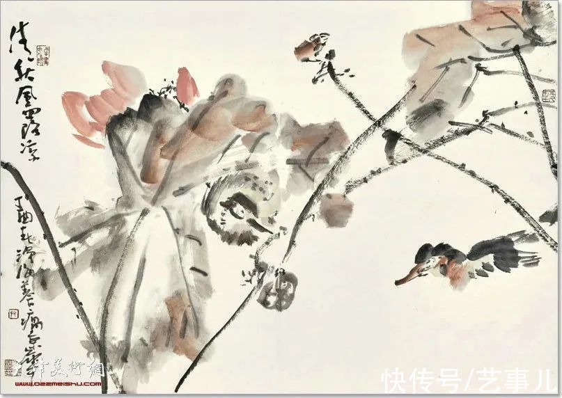 库尔勒!尹沧海教授荷花水禽作品欣赏:笔意简率自由 一派天趣自成