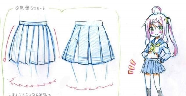 短裙|怎么画漫画女生的裙子？女生jk短裙画法！